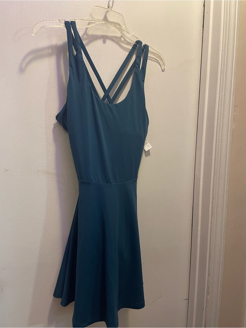 Fabletics Teal Double-Strap Fit & Flare Mini Dress